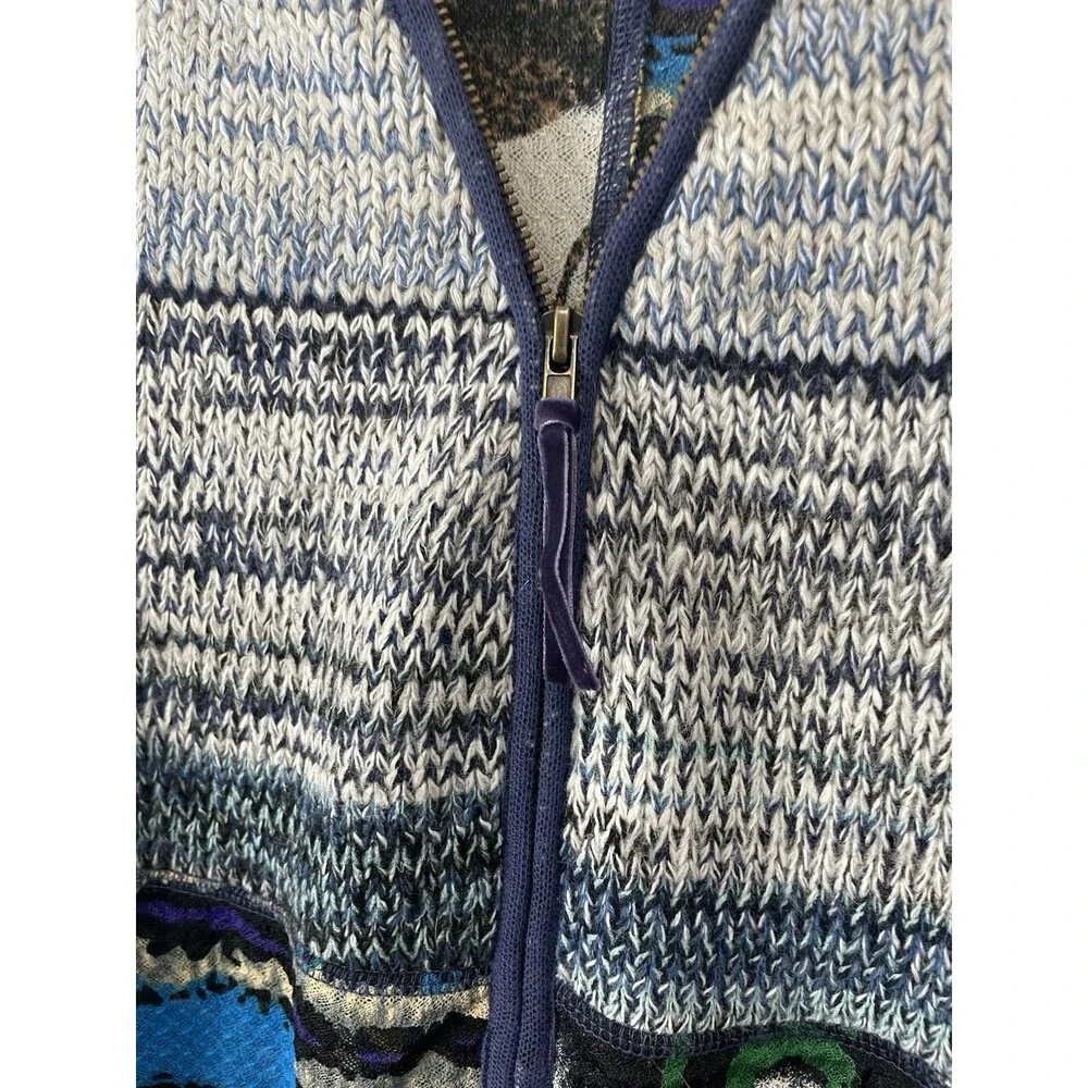 Kaktus Zip Cardigan XL Art to wear Artsy Sweater Colorful Boho Hippie